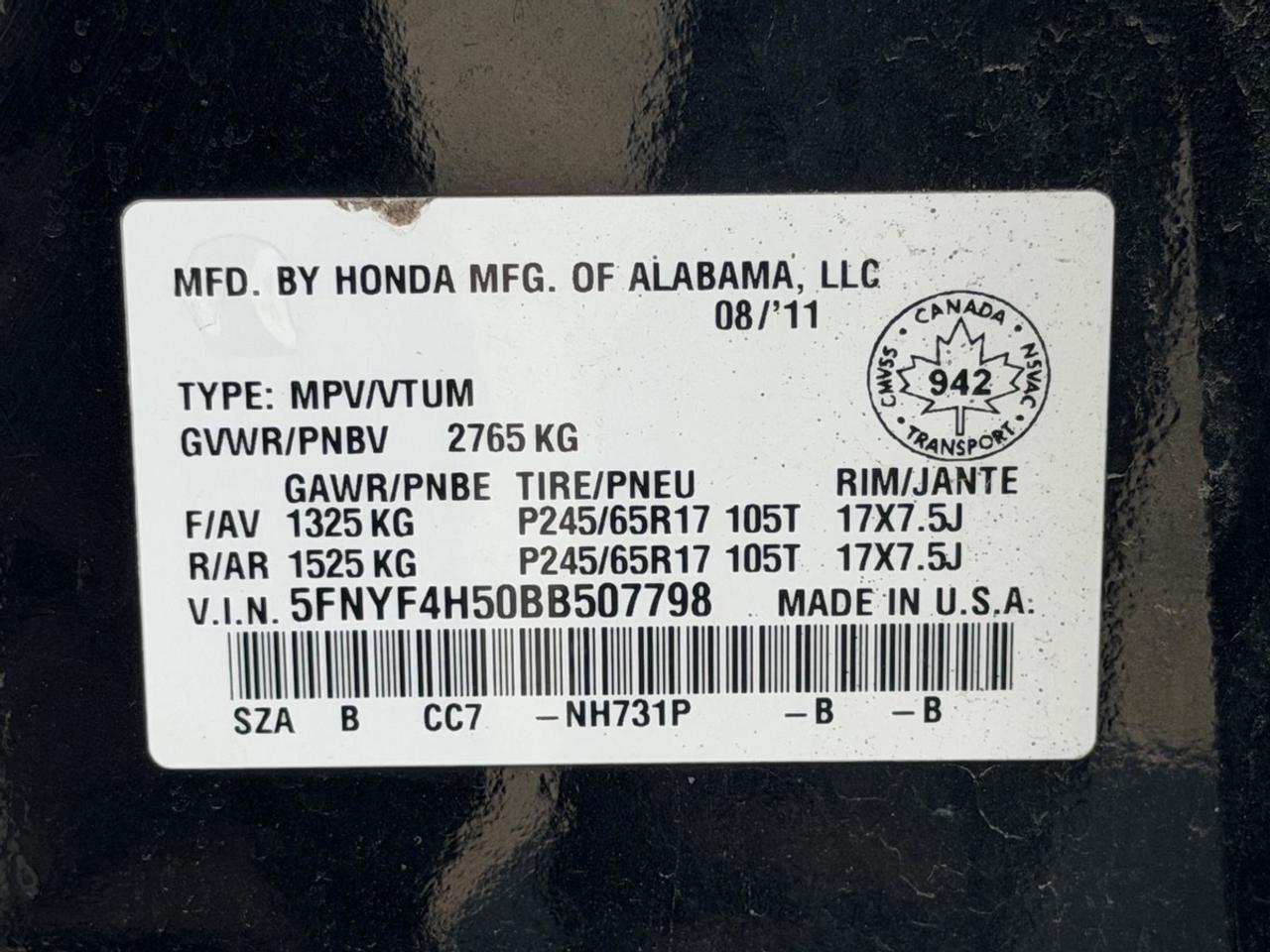 2011 Honda Pilot EX L Photo