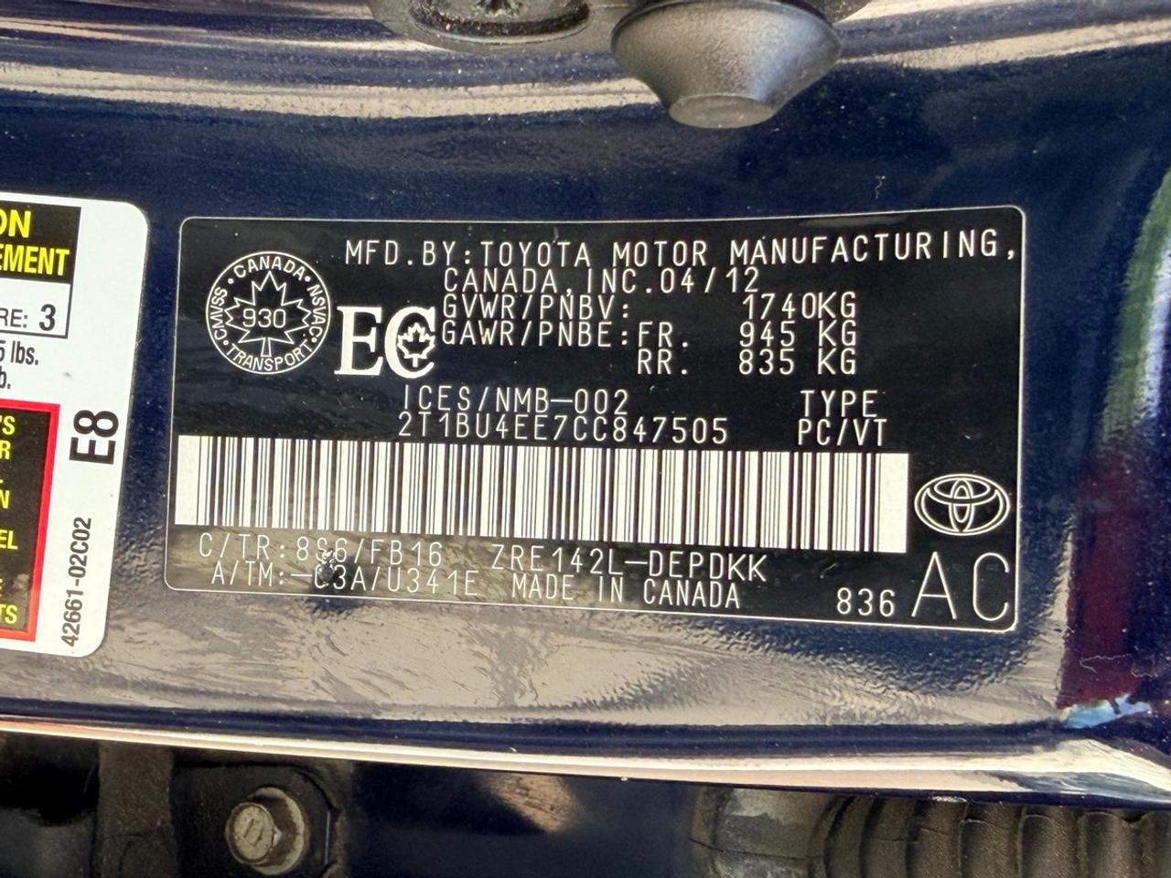 2012 Toyota Corolla CE Photo