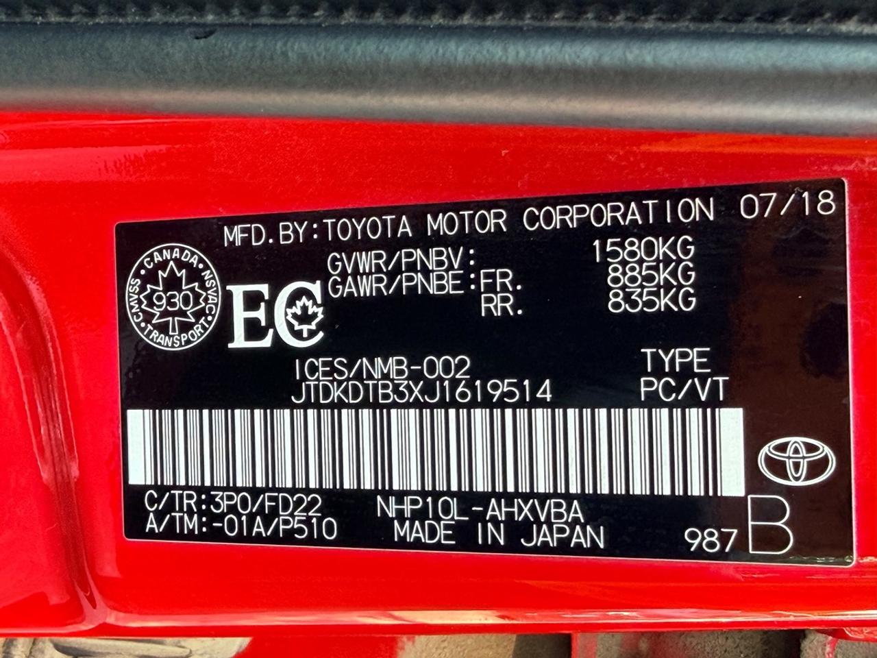 2018 Toyota Prius c Two Photo