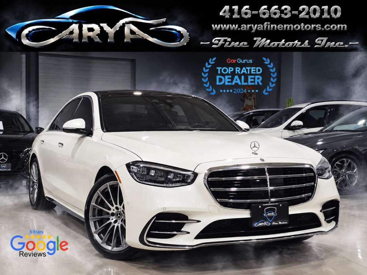 2021 Mercedes-Benz S-Class S 500 4MATIC AMG PKG MHEV Rear-Axle Steering NO ACCIDENT LOW KM CARBON FIBER TRIM DIAMOND STICH LEATHER INTERIOR Photo0