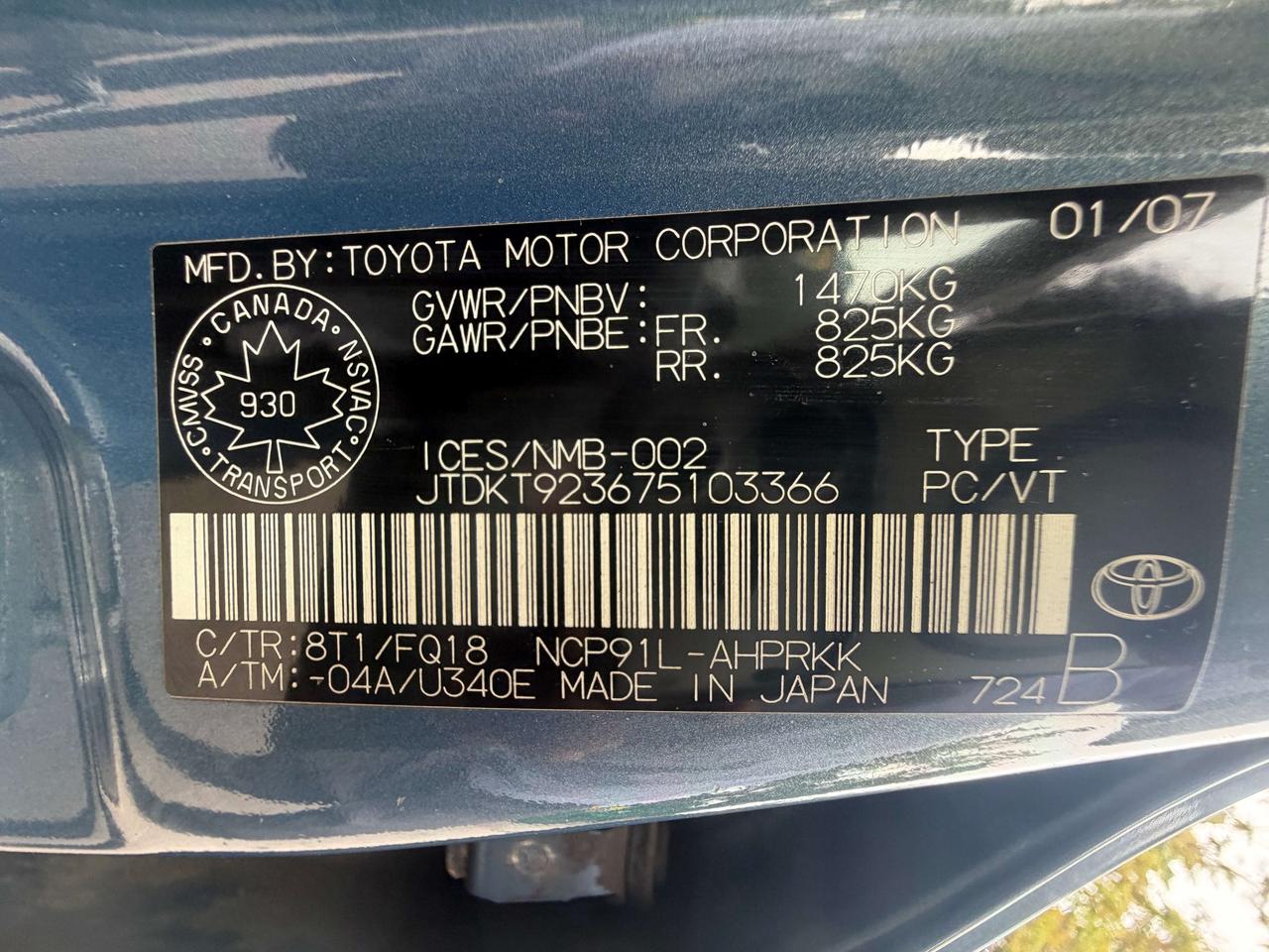 2007 Toyota Yaris LE !!! YES ONLY 160987 KMS !!! AUTO !! CERTIFIED ! Photo