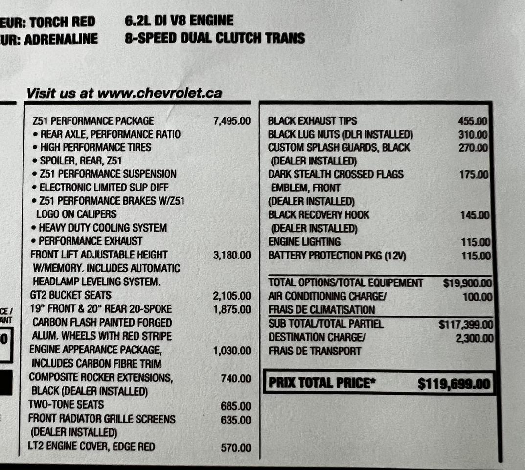 2024 Chevrolet Corvette 2dr Stingray 2LT Z51 with Front Lift Photo