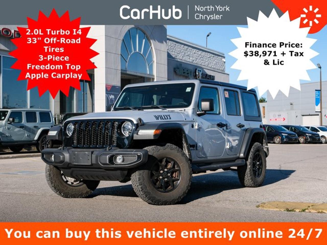 2024 Jeep Wrangler Willys 2.0L Turbo I4 33" Off-Road Tires 3-Piece Freedom Top Apple Carplay Photo0