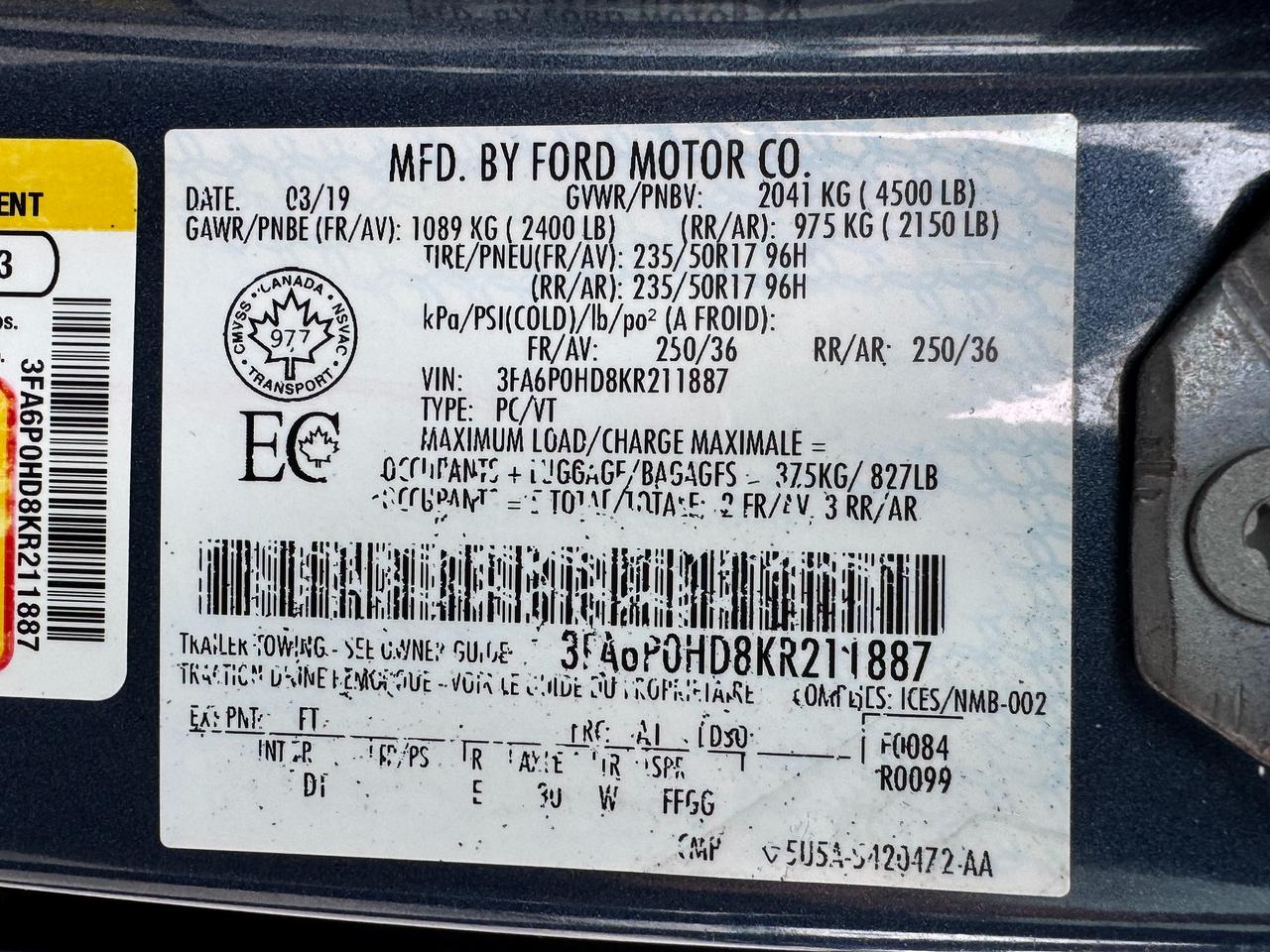 2019 Ford Fusion SE+CLEAN CARFAX+APPLEPLAY+A/C Photo