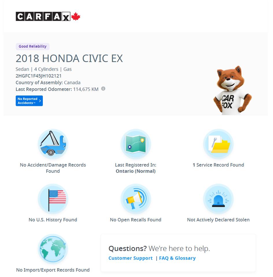 2018 Honda Civic EX-T+ONE OWNER+CLEAN CARFAX+Roof+LKA Photo