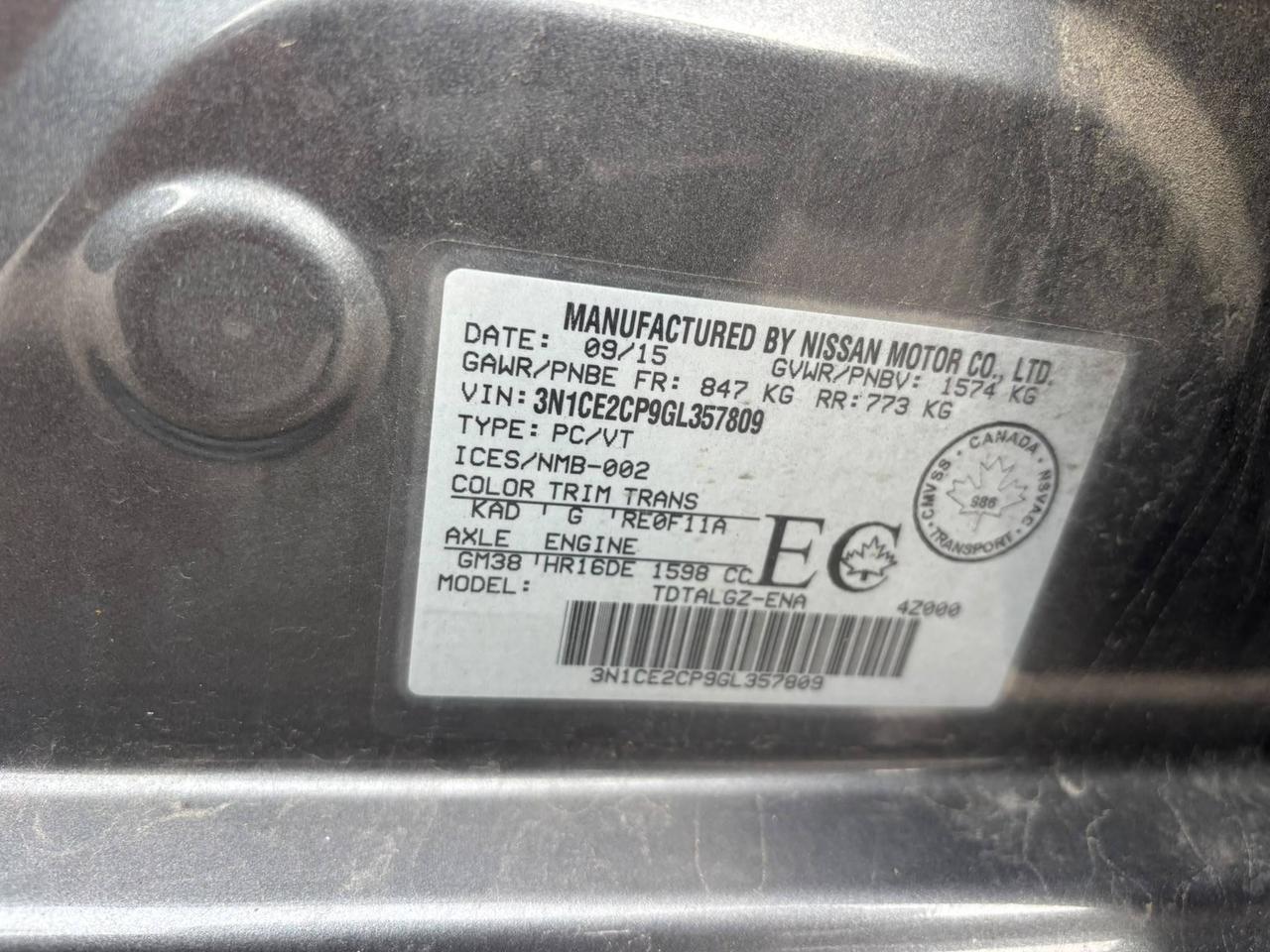 2016 Nissan Versa Note 5DR HB AUTO 1.6 S Photo