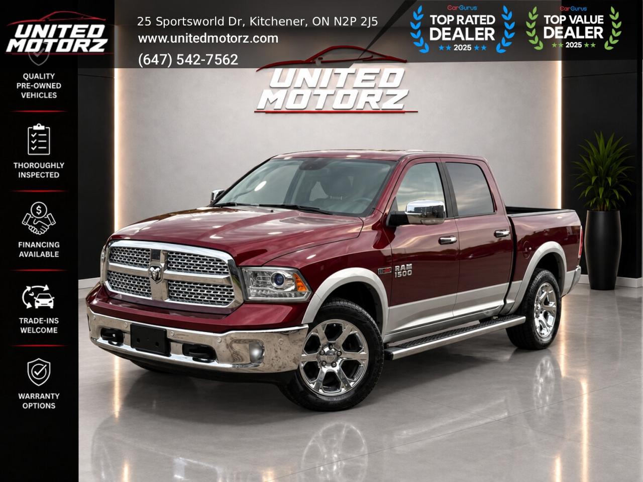 2017 RAM 1500 Laramie ECO DIESEL CREW CAB 4WD 3.0L~CERTIFIED Photo0