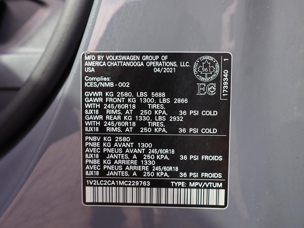2021 Volkswagen Atlas Cross Sport COMFORTLINE 4MOTION *SERVICE RECORD CAMERA BLUETOOTH HEATED SEATS CRUISE ALLOYS * Photo