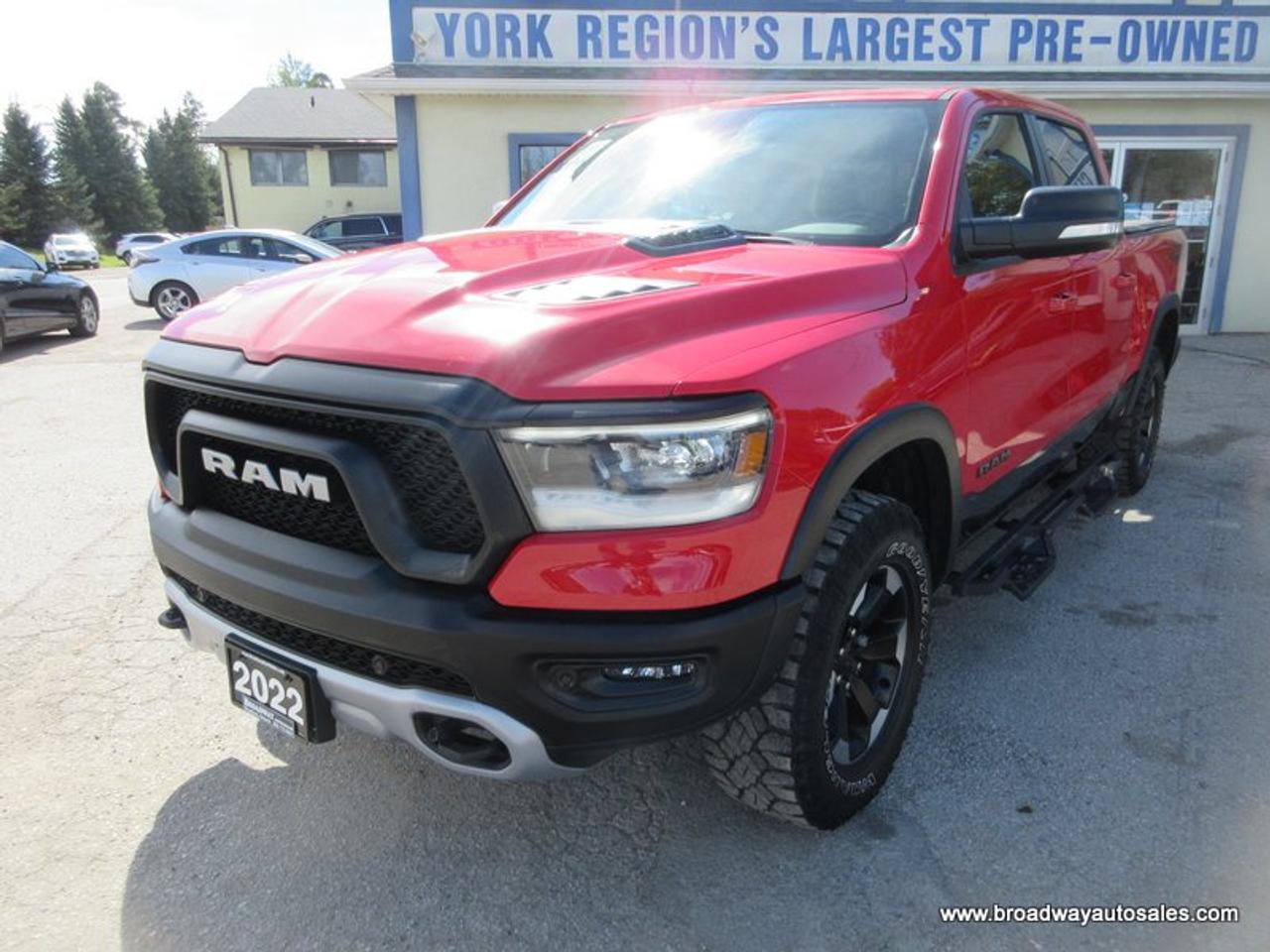 2022 RAM 1500 POWER EQUIPPED REBEL-VERSION 5 PASSENGER 5.7L - HEMI.. 4X4.. CREW-CAB.. SHORTY.. NAVIGATION.. HEATED SEATS & WHEEL.. BACK-UP CAMERA.. ALPINE-AUDIO..