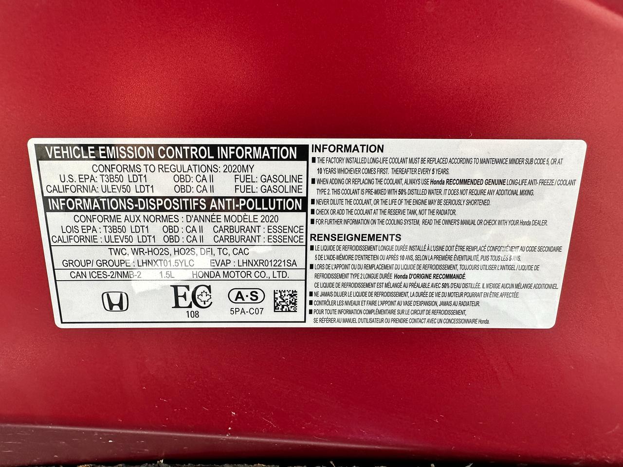 2020 Honda CR-V SportAWD HTD-Cloth Sunroof Bluetooth BackupCam A/C Photo