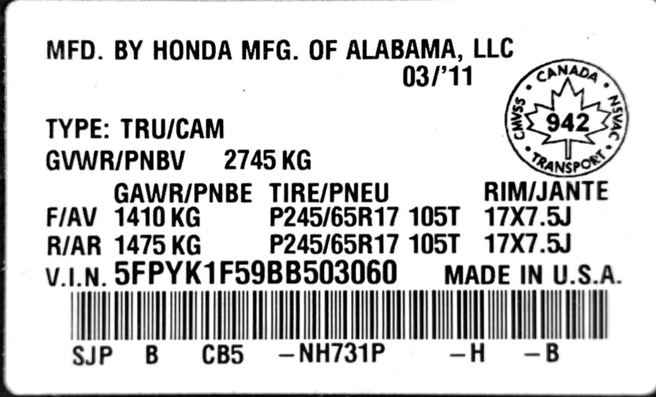 2011 Honda Ridgeline VP, 4X4, V6, NEWER TIRES, AS IS SPECIAL Photo