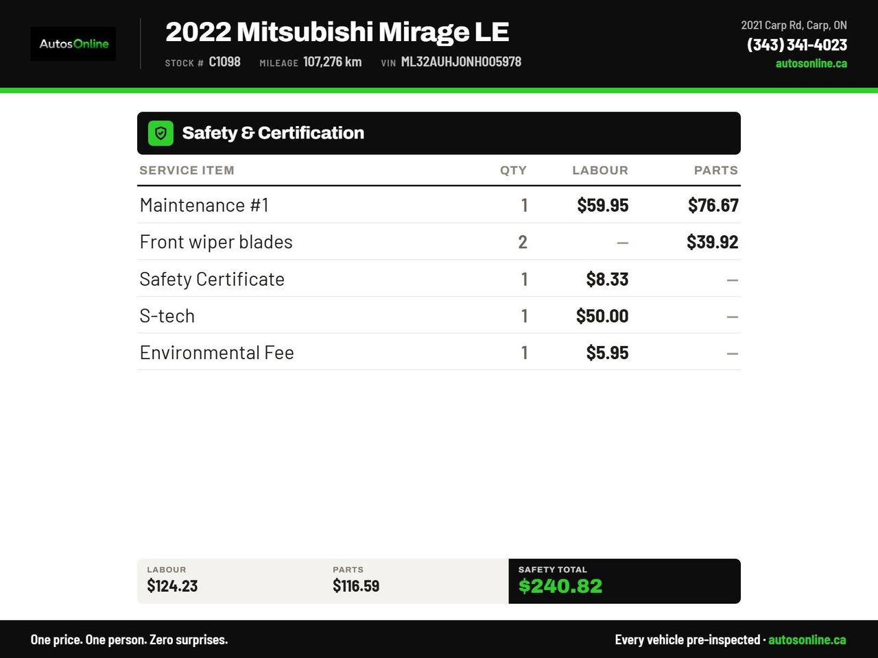 2022 Mitsubishi Mirage SE-AUTO-A/C-PWR GROUP-NEW TIRES Photo