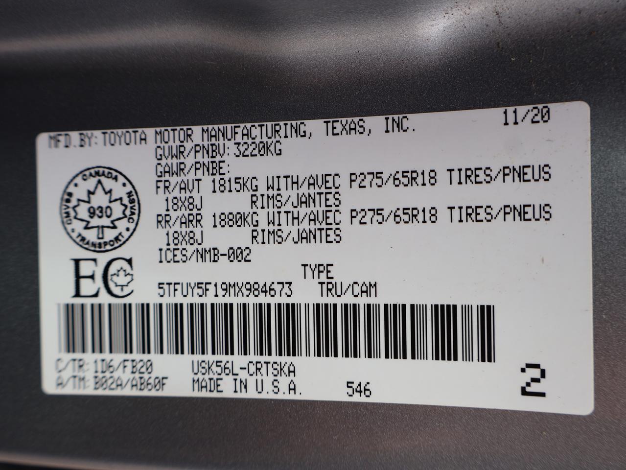 2021 Toyota Tundra I-FORCE V8 TRD 4WD CAMERA BLUETOOTH HEATED SEATS CRUISE ALLOYS Photo