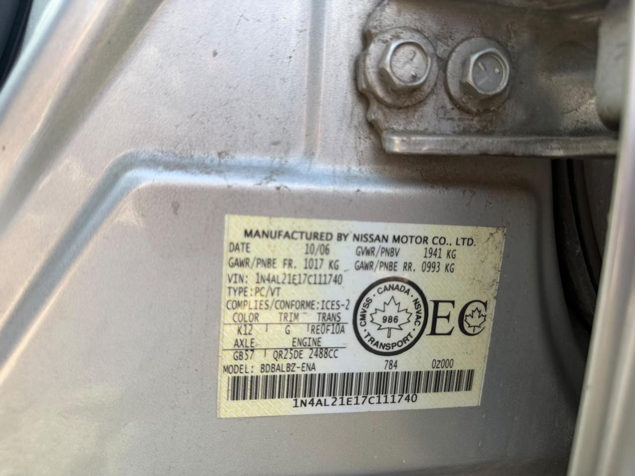 2007 Nissan Altima 2.5 S Photo