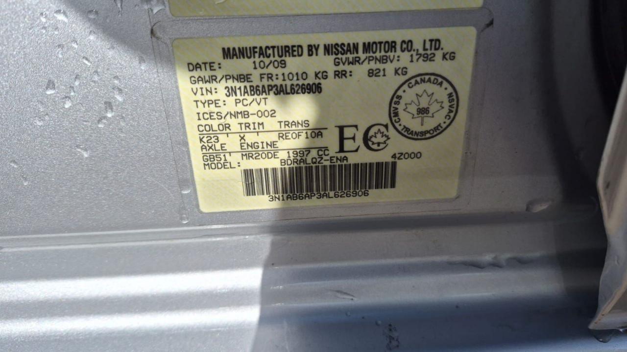 2010 Nissan Sentra Sdn I4 CVT 2.0, AUTO, ONLY 81,000KMS, 4 CYL, CERT Photo