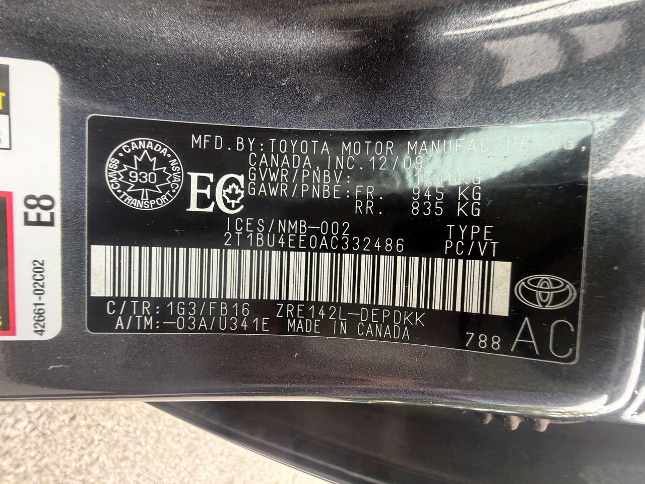 2010 Toyota Corolla CE / 128262 KMS !!!! TOYOTA SERVICED !!! MINT Photo