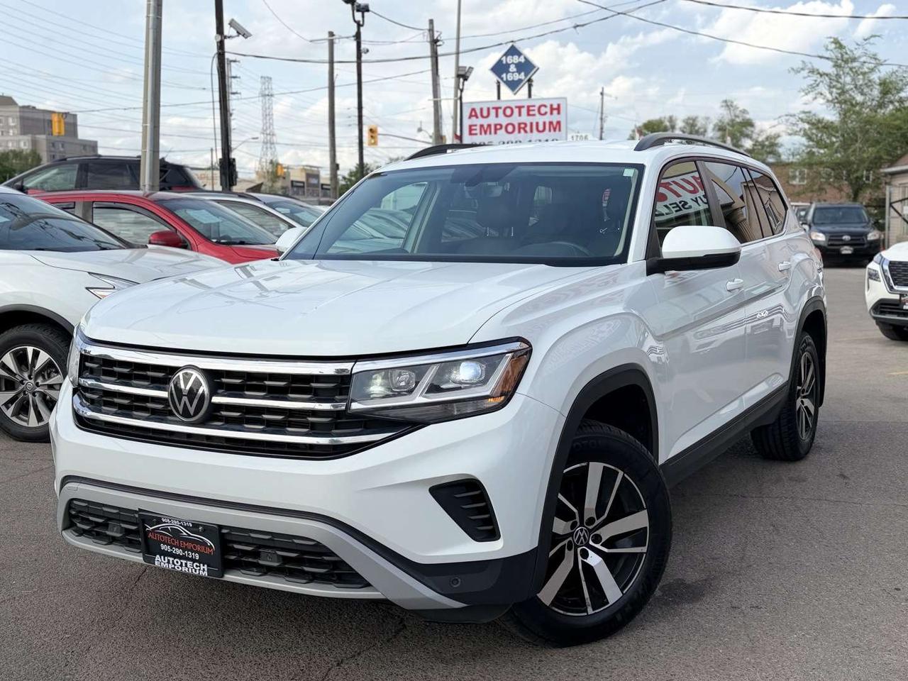 2021 Volkswagen Atlas Comfortline AWD Pearl White   7 Pass   Leather   Blind Spot Photo