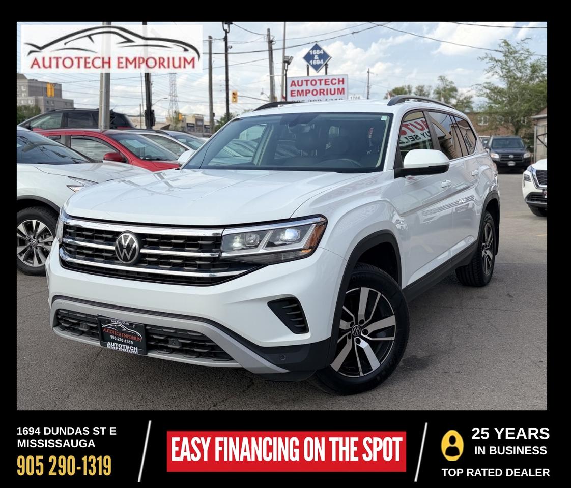 2021 Volkswagen Atlas Comfortline AWD Pearl White   7 Pass   Leather   Blind Spot Photo