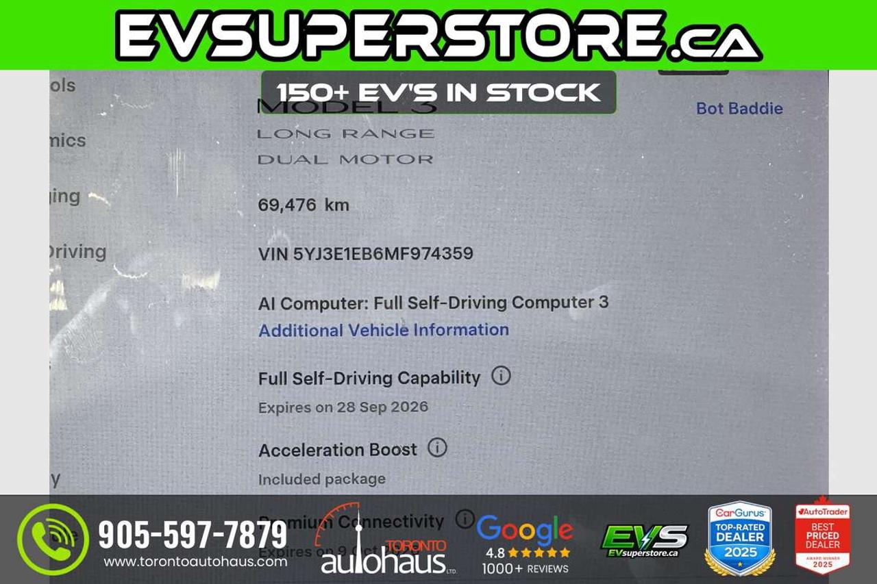 2021 Tesla Model 3 LR AWD/150+ EV's at EVSUPERSTORE.ca Photo