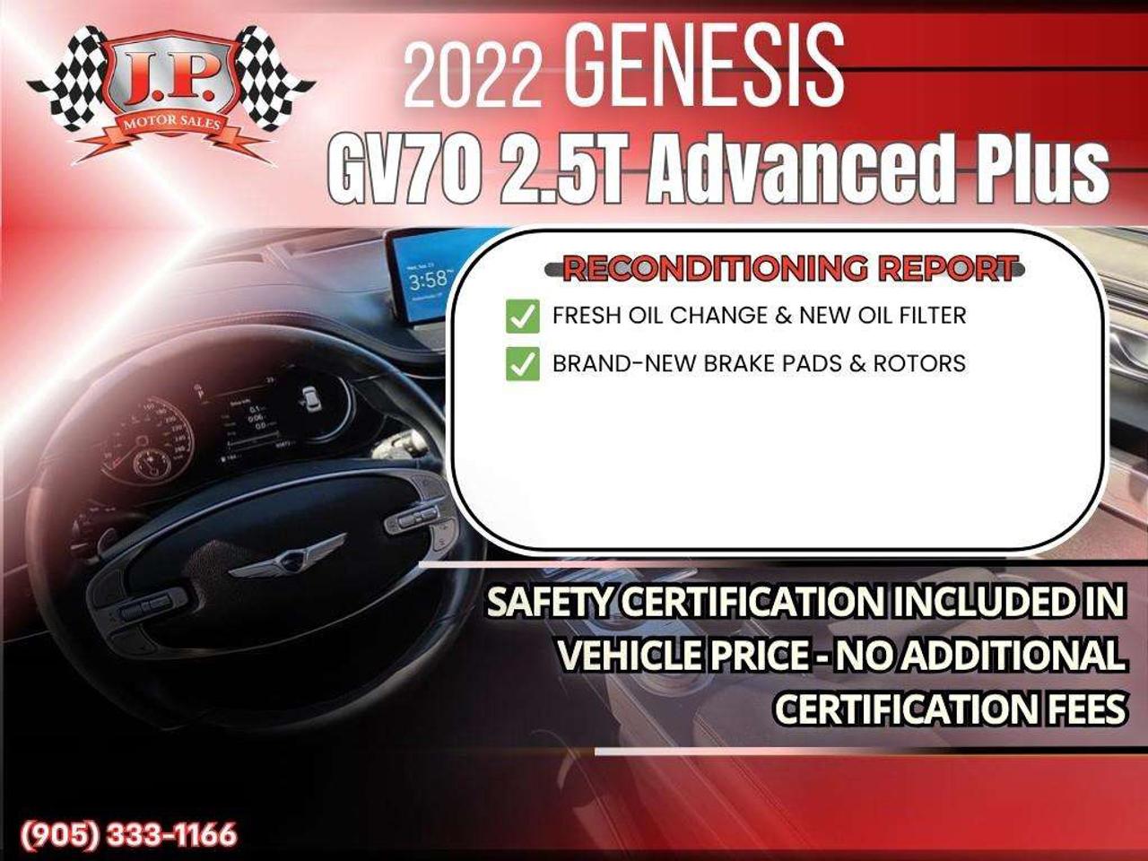 2022 Genesis GV70 2.5T Advanced Plus Apple CarPlay & Android Auto • Heads-Up Display • Power Sunroof • Leather Seating • Cooled Front Seats Photo