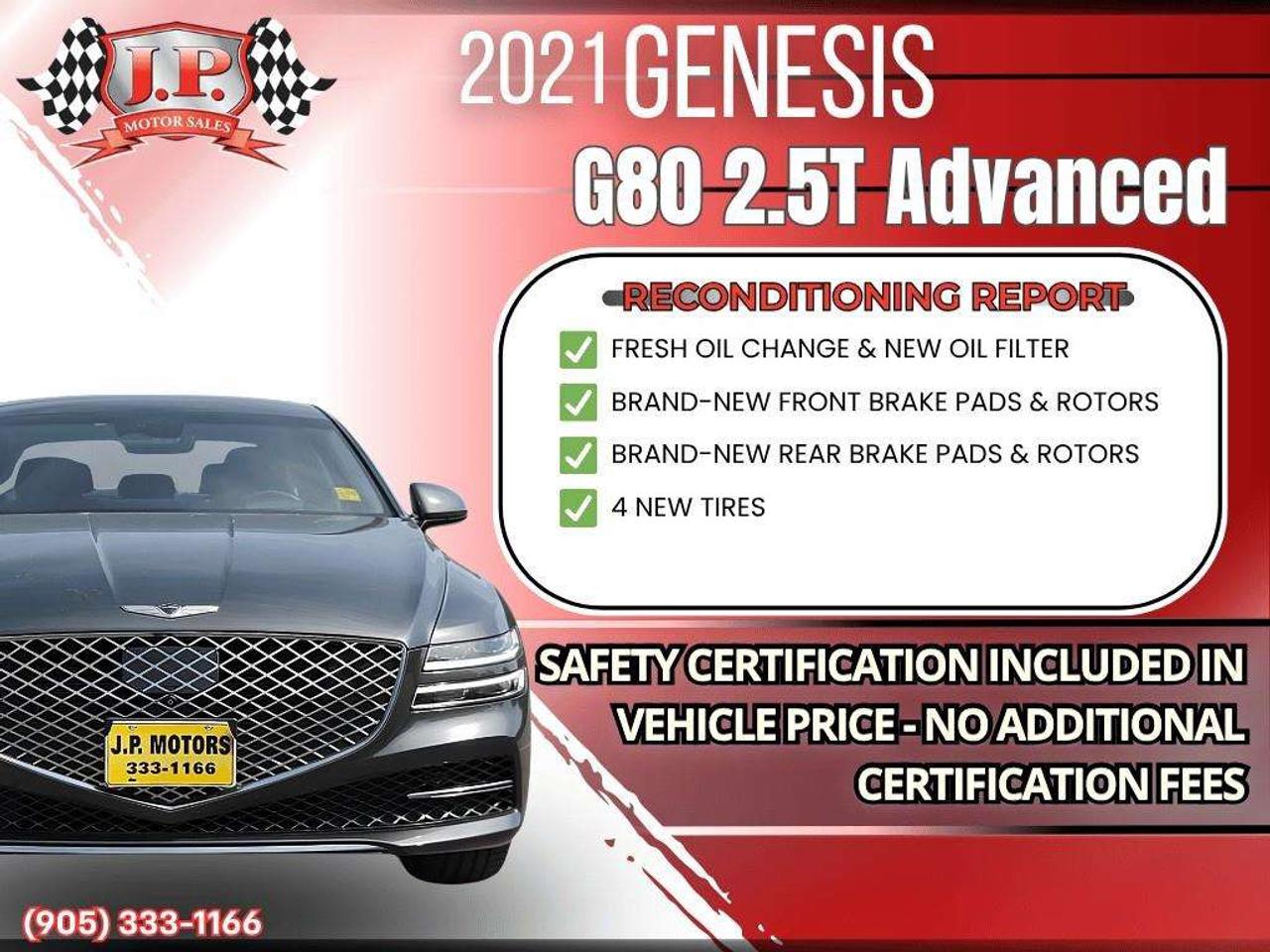 2021 Genesis G80 2.5T Advanced Leather Seating Surfaces • Ventilated & Heated Front Seats • 21-Speaker Lexicon Premium Sound • Panoramic S Photo2