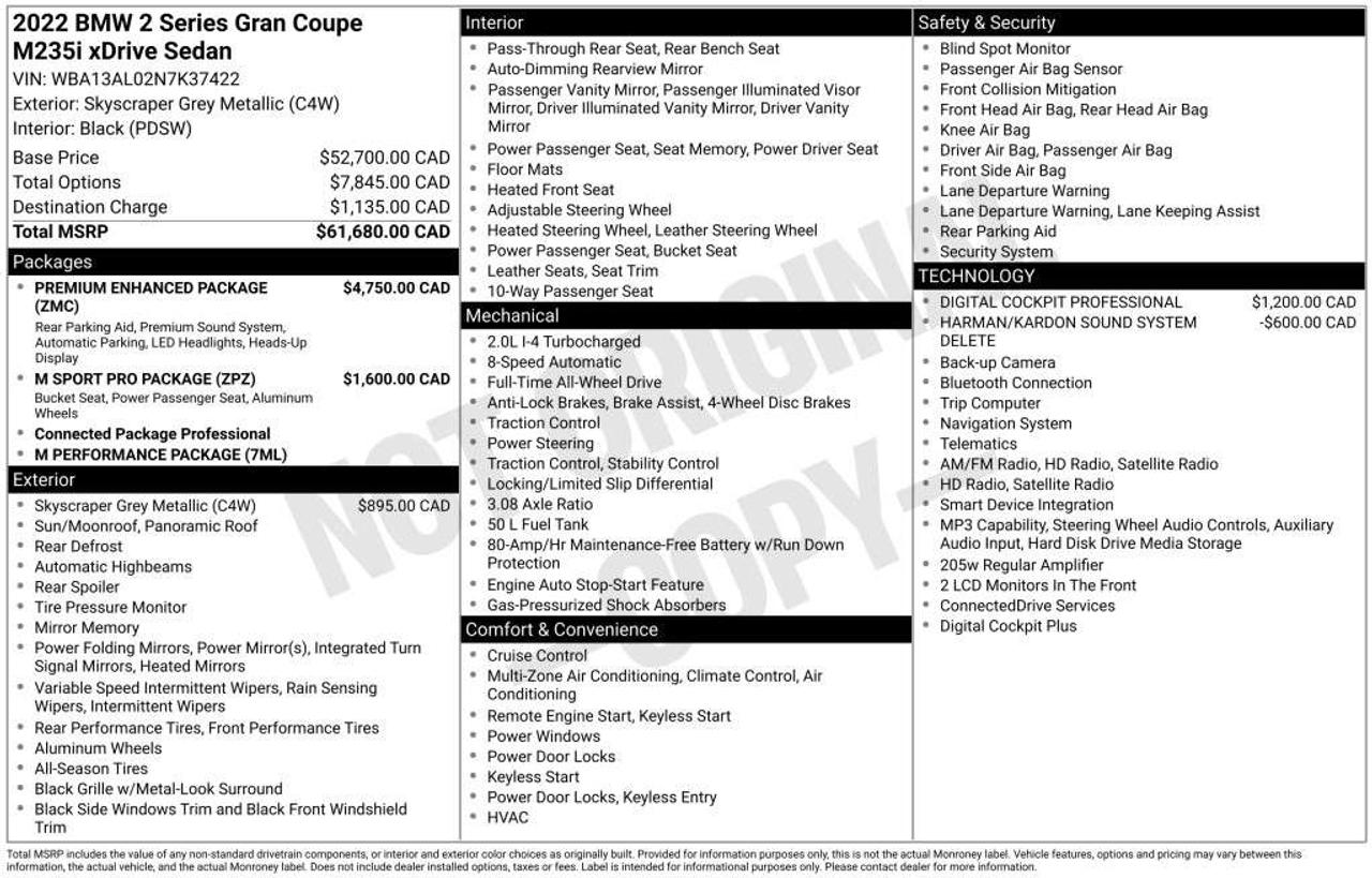 2022 BMW 2 Series M235i xDrive   $7845 Factory Extras   M Sport Pro   Premium Enhanced Photo