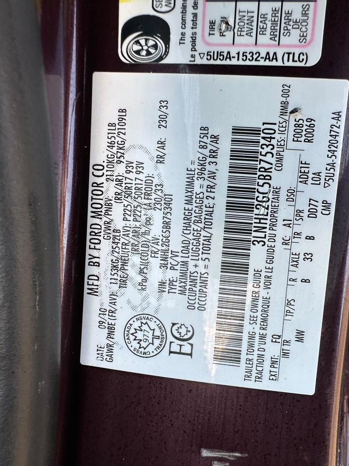 2011 Lincoln MKZ LEATHER, LOADED, WHEELS, ONLY 182KMS, CERTIFIED Photo