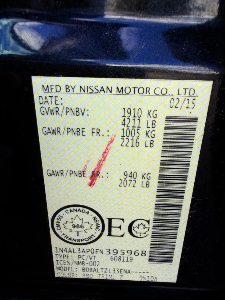 2015 Nissan Altima 2.5 S 4dr Sedan CVT Photo