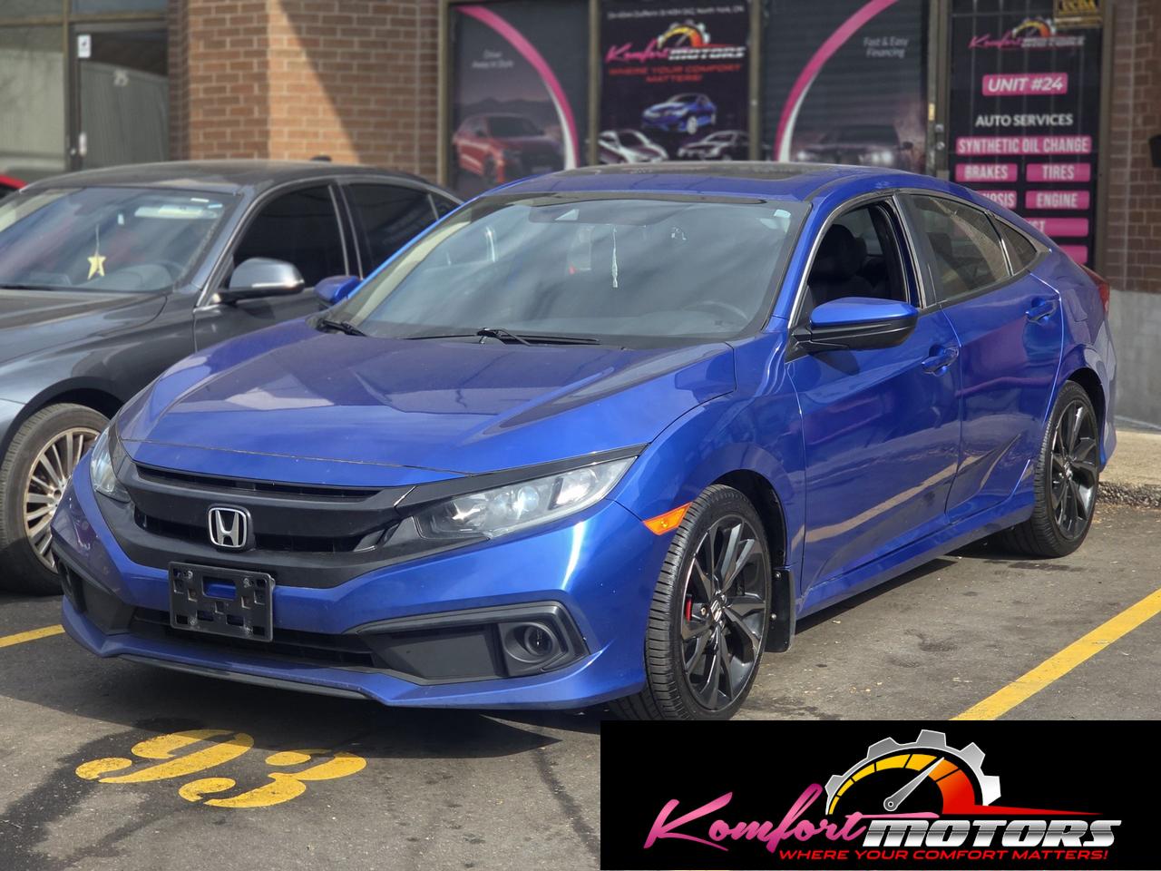 Blue 2019 Honda Civic Sedan Front-Wheel Drive Continuously Variable Transmission