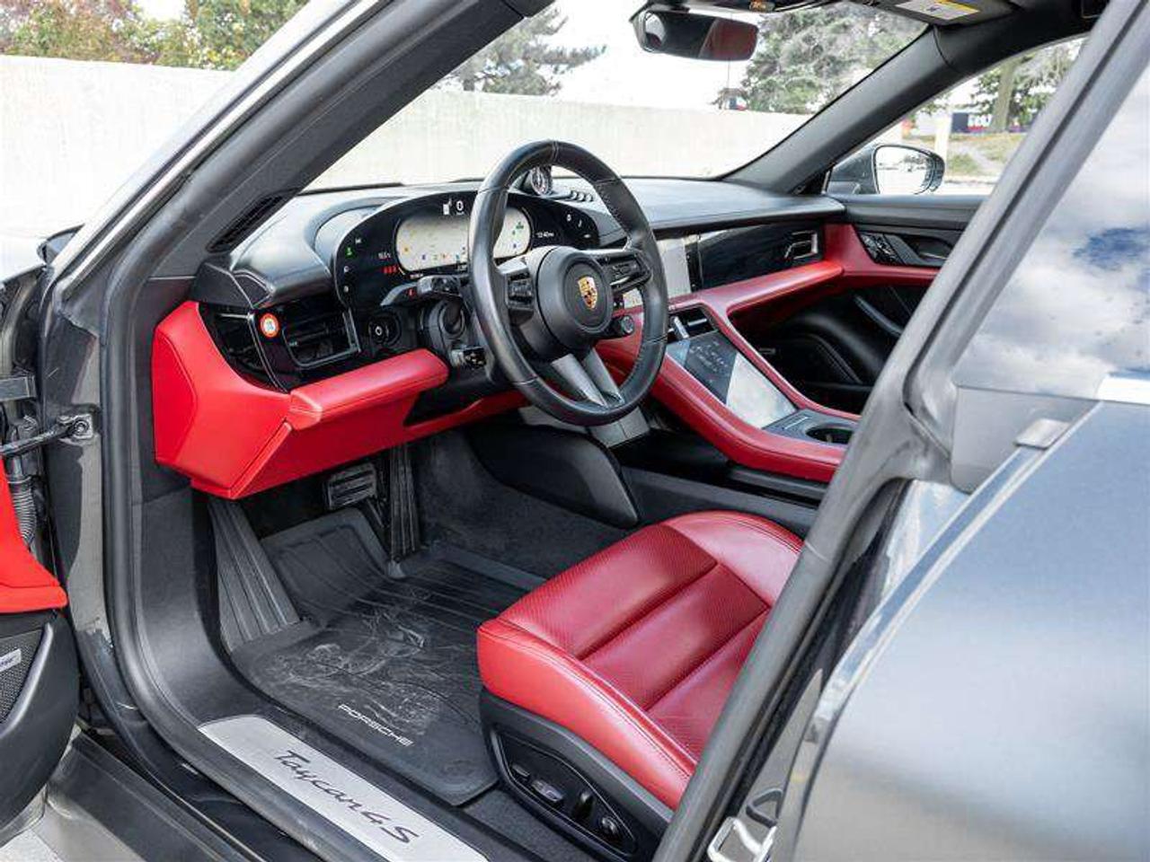 2021 Porsche Taycan 4S AWD CPO Sport Chrono Clock Dial in Bordeaux Red Fixed Panoramic Roof in Glass Power Seats (14-way Photo