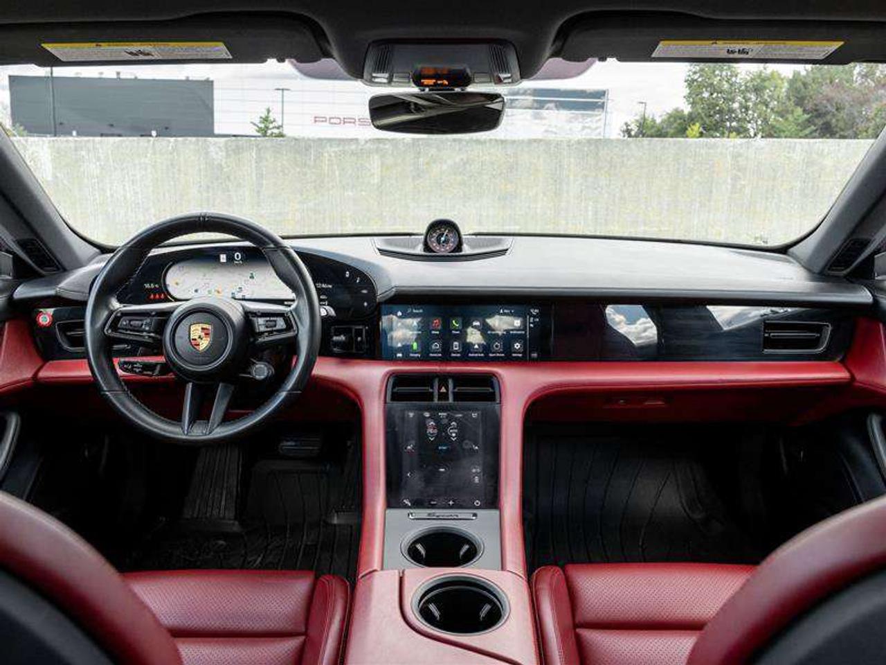 2021 Porsche Taycan 4S AWD CPO Sport Chrono Clock Dial in Bordeaux Red Fixed Panoramic Roof in Glass Power Seats (14-way Photo