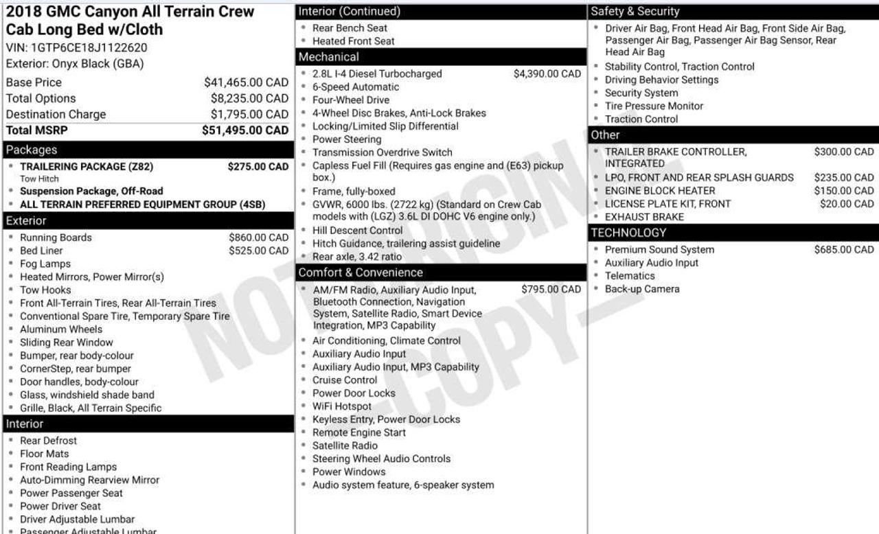 2018 GMC Canyon Canyon All Terrain Diesel   Crew Cab   Trailer Brake   Nav   Premium Audio   $10K in Factory Upgrades! Photo