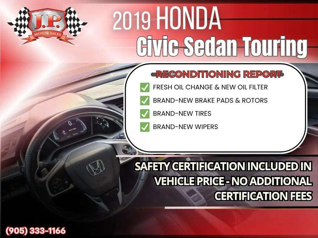 2019 Honda Civic Touring Apple CarPlay & Android Auto • Power Sunroof • Leather Seating • Built-In Navigation System • Remote Start System Photo