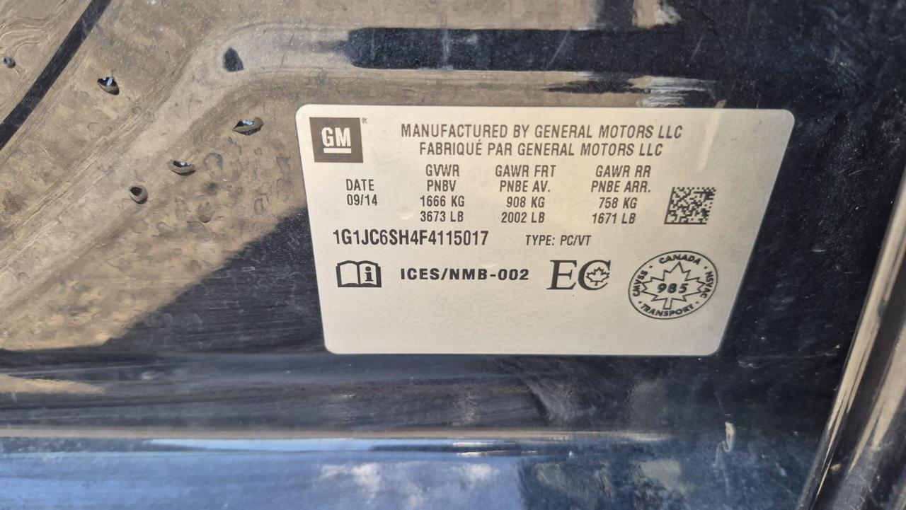 2015 Chevrolet Sonic LT, WELL MAINTAINED, GREAT ON FUEL, CERTIFIED Photo