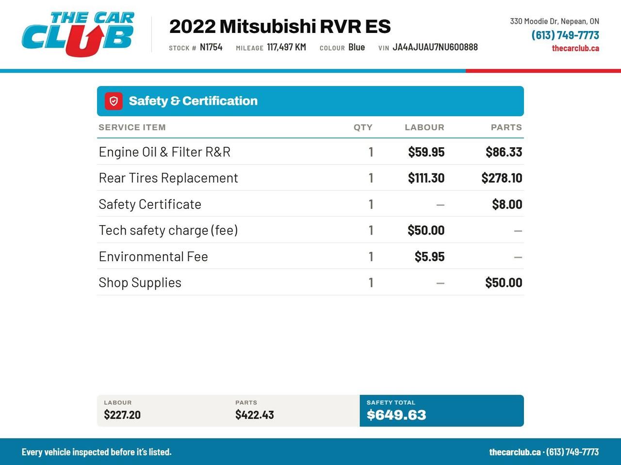2022 Mitsubishi RVR ES