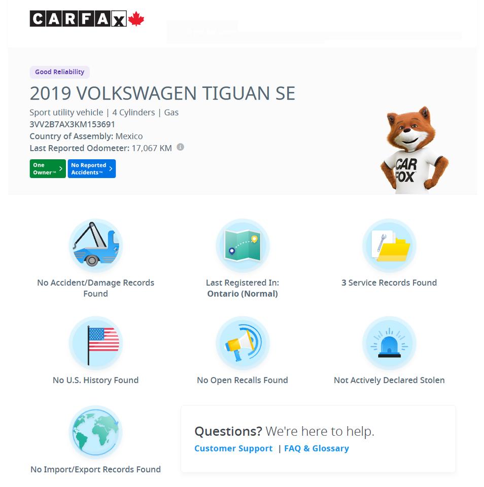 2019 Volkswagen Tiguan Comfortline 4MOTION+CLEAN CARFAX+PANO ROOF Photo