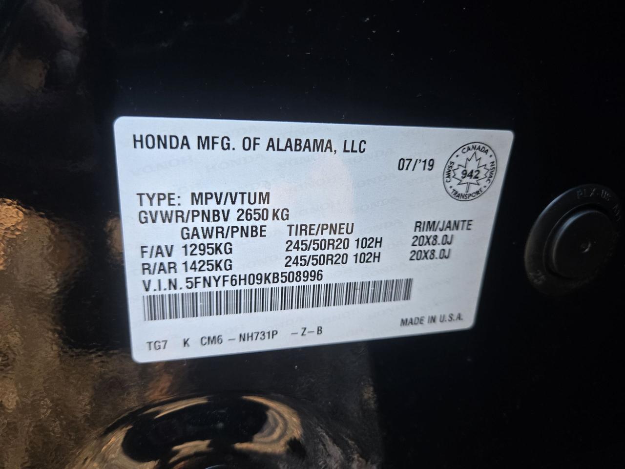 2019 Honda Pilot Black Edition - Photo #19
