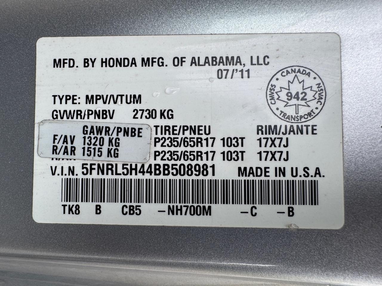 2011 Honda Odyssey EX Photo