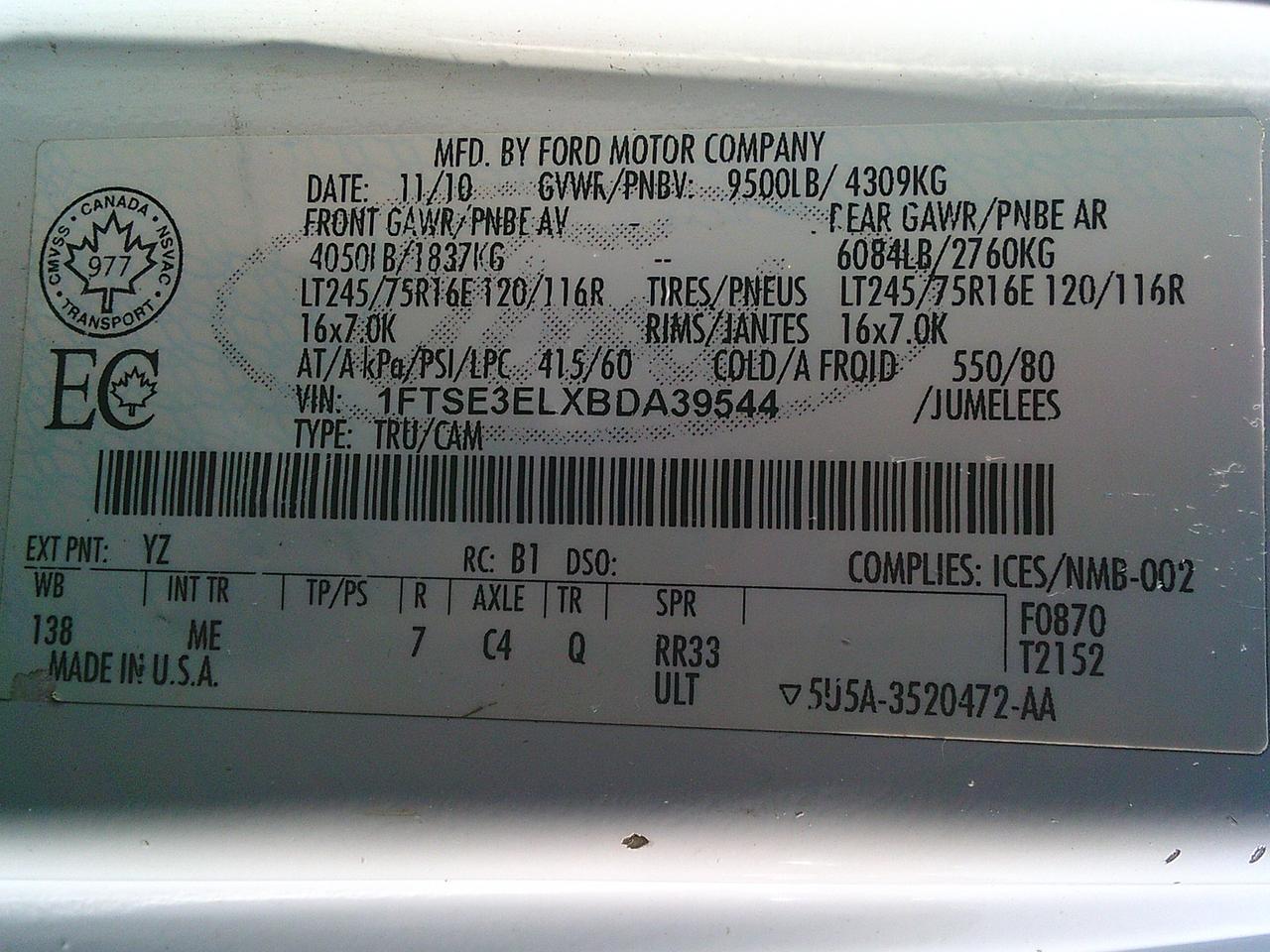 2011 Ford Econoline E-350 GENERATOR/INVERTER/TOW PKG Photo
