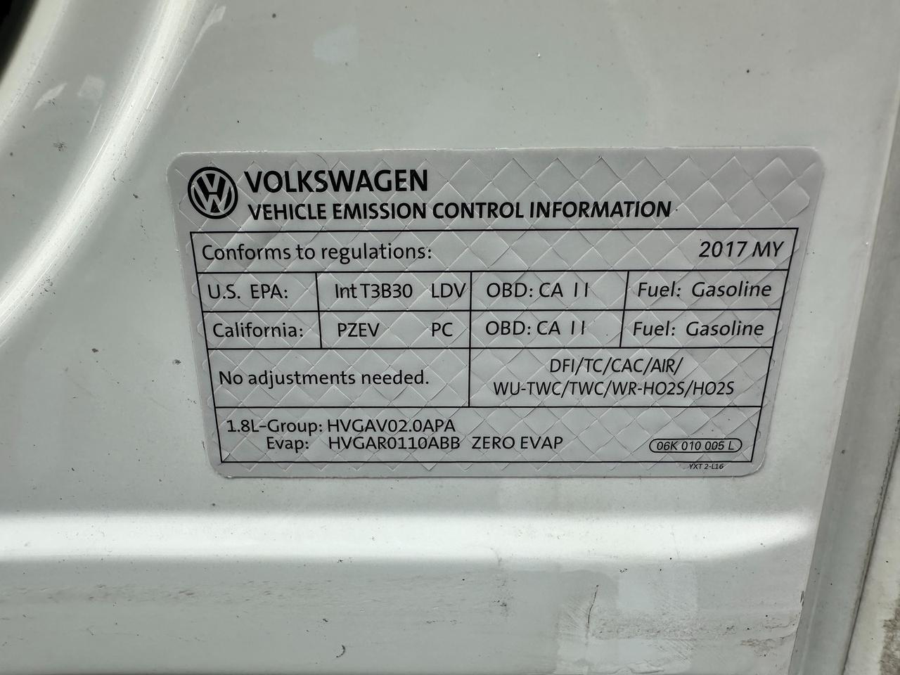 2017 Volkswagen Golf Trendline Manual HTD-Cloth XM Bluetooth BackupCam Photo