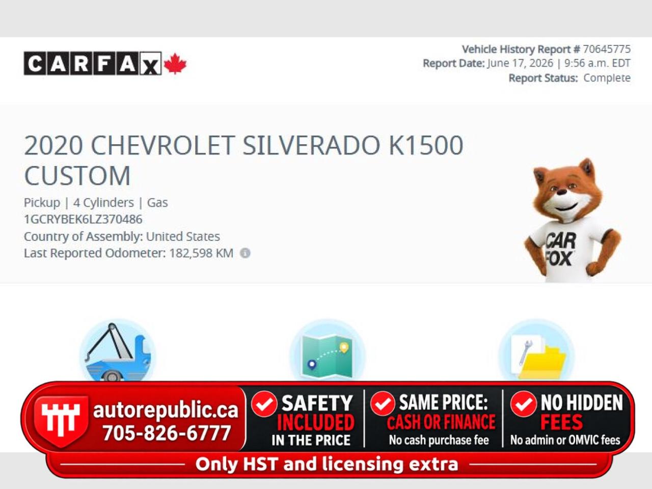 2020 Chevrolet Silverado 1500 Custom 4x4 Certified No Accidents Well Maintained Photo