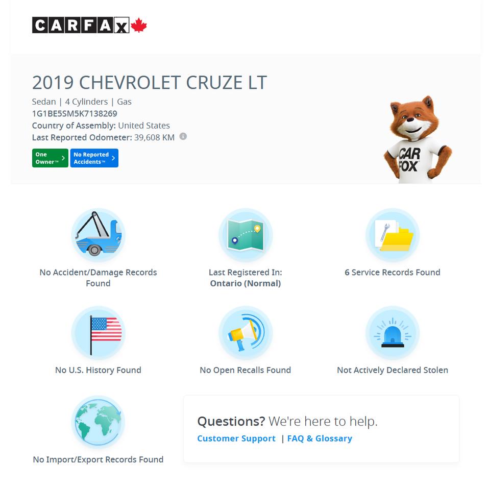 2019 Chevrolet Cruze LT+ONE OWNER+CLEAN CARFAX *LOW KMS* Photo