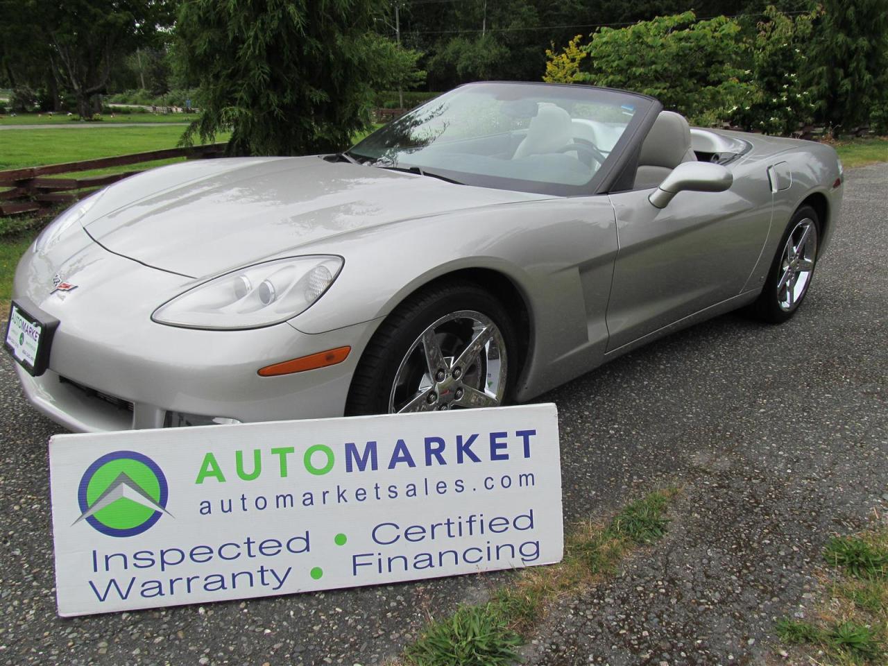 IMMACULATE CONDITION CORVETTE ROADSTER LT3 NOT TO BE MISSED. BASED ON A NATIONAL SEARCH, THIS CAR IS THE BEST VALUE INCLUDING THOSE IN THE EAST.<br /><br />Welcome to the Automarket, your community financing and Sports Car dealership of "YES". We are featuring a spectacular condition and pedigree Corvette LT3 with very low KM's.<br /><br />Corvette is still the perfect sports car. Performs like a Supercar when playing, easy to drive in town, extremely low cost to own and maintain, and holds it's value extremely well. This 2007 Corvette Convertable boasts 400HP from it's LS2 Engine and looks and smells perfect inside and out.<br /><br />Give us a call and we can go over all of the details as this is not a vehicle you want to buy on-line. We want only serious inquires. Book a test drive at 604-542-4970 but only for qualified buyers.<br /><br />2 LOCATIONS TO SERVE YOU, BE SURE TO CALL FIRST TO CONFIRM WHERE THE VEHICLE IS PARKED<br />WHITE ROCK 604-542-4970 LANGLEY 604-533-1310 OWNER'S CELL 604-649-0565<br /><br />We are a family owned and operated business since 1983 and we are committed to offering outstanding vehicles backed by exceptional customer service, now and in the future.<br />What ever your specific needs may be, we will custom tailor your purchase exactly how you want or need it to be. All you have to do is give us a call and we will happily walk you through all the steps with no stress and no pressure.<br />WE ARE THE HOUSE OF YES?<br />ADDITIONAL BENFITS WHEN BUYING FROM SK AUTOMARKET:<br />ON SITE FINANCING THROUGH OUR 17 AFFILIATED BANKS AND VEHICLE FINANCE COMPANIES<br />IN HOUSE LEASE TO OWN PROGRAM.<br />EVRY VEHICLE HAS UNDERGONE A 120 POINT COMPREHENSIVE INSPECTION<br />EVERY PURCHASE INCLUDES A FREE POWERTRAIN WARRANTY<br />EVERY VEHICLE INCLUDES A CARFAX AND ICBC DAMAGE REPORT<br />EVERY VEHICLE IS GUARANTEED LIEN FREE<br />DISCOUNTED RATES ON PARTS AND SERVICE FOR YOUR NEW CAR AND ANY OTHER FAMILY CARS THAT NEED WORK NOW AND IN THE FUTURE.<br />36 YEARS IN THE VEHICLE SALES INDUSTRY<br />A+++ MEMBER OF THE BETTER BUSINESS BUREAU<br />RATED TOP DEALER BY CARGURUS 2 YEARS IN A ROW<br />MEMBER IN GOOD STANDING WITH THE VEHICLE SALES AUTHORITY OF BRITISH COLUMBIA<br />MEMBER OF THE AUTOMOTIVE RETAILERS ASSOCIATION<br />COMMITTED CONTRIBUTER TO OUR LOCAL COMMUNITY AND THE RESIDENTS OF BC<br /><br /><br /><br /><br /> This vehicle has been Fully Inspected, Certified and Qualifies for Our Free Extended Warranty.Don't forget to ask about our Great Finance and Lease Rates. We also have a Options for Buy Here Pay Here and Lease to Own for Good Customers in Bad Situations. 2 locations to help you, White Rock and Langley. Be sure to call before you come to confirm the vehicles location and availability or look us up at www.automarketsales.com. White Rock 604-542-4970 and Langley 604-533-1310. Serving Surrey, Delta, Langley, Richmond, Vancouver, all of BC and western Canada. Financing & leasing available. CALL SK AUTOMARKET LTD. 6045424970. Call us toll-free at 1 877 813-6807. $999 Documentation fee (negotiable) and applicable taxes are in addition to advertised prices. LANGLEY LOCATION DEALER# 40038 S. SURREY LOCATION DEALER #9987<br />