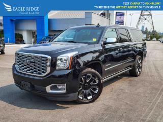 2019 GMC Yukon XL Denali, 4x4, 2019 GMC Yukon XL 10 Speakers, 3rd row seats: split-bench, Adaptive suspension, Adjustable pedals, Apple CarPlay/Android Auto, Auto High-beam Headlights, Auto-dimming door mirrors, Auto-dimming Rear-View mirror, Brake assist, Emergency communication system: OnStar and GMC connected services capable, Heads-Up Display, Heated & Ventilated Driver & Front Passenger Seats, Heated front seats, Memory seat, Pedal memory, Power driver seat, Remote keyless entry, Speed control, Speed-sensing steering, Traction control, Wireless Charging

Eagle Ridge GM in Coquitlam is your Locally Owned & Operated Chevrolet, Buick, GMC Dealer, and a Certified Service and Parts Center equipped with an Auto Glass & Premium Detail. Established over 30 years ago, we are proud to be Serving Clients all over Tri Cities, Lower Mainland, Fraser Valley, and the rest of British Columbia. Find your next New or Used Vehicle at 2595 Barnet Hwy in Coquitlam. Price Subject to $595 Documentation Fee. Financing Available for all types of Credit.