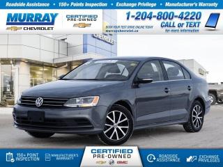 Automatic, Sedan, Sunroof, Heated Seats, Rear Camera, Available Satellite Radio     Our 2016 Volkswagen Jetta Confortline Sedan in Gray allows you to make a great first impression with performance and style! Powered by a proven TurboCharged 1.4 Litre 4 Cylinder offering 150hp on demand while paired with a 6 Speed Automatic transmission with Tiptronic and Sport mode. This Front Wheel Drive Sedan provides a spirited ride and scores approximately 6.0L/100km on the highway. The modern and elegant silhouette of our Jetta turns heads with its confident demeanor, power sunroof, and stylish alloy wheels.     Open the door to the Comfortline and discover that the spacious interior offers heated front seats that are exceptionally supportive. Additional features include push-button start, power windows/locks, a rearview camera, and a trip computer. Take a moment to acquaint yourself with the colour touchscreen sound system with a proximity sensor, CD, AM/FM/HD radio, available satellite radio capability, voice control, and Car-Net App-Connect.     Our Volkswagen has received top safety scores and provides you priceless peace of mind with a reinforced safety cage construction, anti-lock brakes, anti-slip regulation, electronic stability control and more. Reward yourself with this Jetta and make each commute more exciting! Print this page and call us Now... We Know You Will Enjoy Your Test Drive Towards Ownership! View a CarFax Vehicle Report instantly at MurrayChevrolet.ca. : Questions? Call or text us at 204-800-4220 or call us toll-free at 1-888-381-7025.