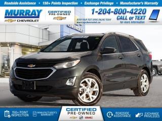 All Wheel Drive, Bluetooth, Push Button Start, Rear Vision Camera,     Our 2019 Chevrolet Equinox LT AWD in this paint finish is a standout in its class! Powered by a TurboCharged 2.0 Litre 4 Cylinder and responsive 9 Speed Automatic transmission for smooth shifts. This All Wheel Drive SUV is going to please you with its confident demeanor as it handles beautifully, while also rewarding your wallet with approximately 7.8L/100km on the highway. Our Equinox LT strikes a perfect balance of sporty sophistication with its sweeping silhouette. High-intensity discharge headlamps, deep tinted rear glass, and great-looking wheels emphasize the smart styling.      The LT interior boasts ample cargo space, power windows/locks, push-button start, and keyless open. Staying safely connected is simple with our Chevrolet MyLink audio system with a colour touchscreen, a USB port, Bluetooth, available WiFi, and smartphone compatibility.     Safety is paramount with Chevrolet evidenced by an airbag system, LED daytime running lamps, a rear vision camera, StabiliTrak, Teen Driver Technology, and other safety innovations. Chevrolet is committed to automotive excellence and has a sterling reputation for reliability, security, and performance that will add to your peace of mind each time you get behind the wheel of your Equinox. Print this page and call us Now... We Know You Will Enjoy Your Test Drive Towards Ownership! View a CarFax Vehicle Report instantly at MurrayChevrolet.ca. : Questions? Call or text us at 204-800-4220 or call us toll-free at 1-888-381-7025.