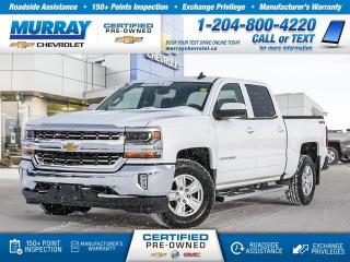 Crew Cab, Four Wheel Drive, Cloth Seats, Rear View Camera, Bluetooth, Remote Entry     Get behind the wheel of our 2017 Chevrolet Silverado 1500 LT Crew Cab 4X4 thats bold and ready to roll in Summit White! Powered by a proven 5.3 Litre EcoTec3 V8 that offers 355hp while connected to a 6 Speed Automatic transmission with tow/haul mode. Everything you need and more, its ready for this Four Wheel Drive to help you tackle your day with ease and score approximately 10.7L/100km on the highway! Check out our photos and take note of the bold grille, chrome accents, prominent wheels, and high-strength steel bed of our Silverado 1500 LT.      Inside this no-nonsense LT, youll appreciate the quiet ride and thoughtfully designed cabin. Convenience features include remote keyless entry, a rearview camera, power accessories, and a driver information center. Its easy to stay in touch thanks to Chevrolet MyLink with voice activation, a colour touchscreen, CD/MP3, Bluetooth, available satellite radio, Android Auto/Apple CarPlay capability, and OnStar with available WiFi.     Our Chevrolet takes care of you with Stabilitrak, 4-wheel ABS, daytime running lamps, airbags, and other safety features. Whether conquering your work day or playing on the weekend, our Silverado 1500 is a fantastic choice for your transportation needs! Print this page and call us Now... We Know You Will Enjoy Your Test Drive Towards Ownership! View a CarFax Vehicle Report instantly at MurrayChevrolet.ca. : Questions? Call or text us at 204-800-4220 or call us toll-free at 1-888-381-7025.