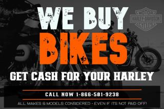 Do you have a bike that you want to get rid of? Well buy it from you or take it on trade towards a vehicle purchase! Were a successful used Harley dealer because we have such an amazing selection. In order to keep our inventory stocked, we buy motorcycles from all over North America. Wed love to hear about what youve got to offer. The PROCESS is simple: 1) Email us using the email link with bike pictures, specs and a contact phone number 2) We contact you with a price 3) We agree on price (subject to our final inspection) 4) We arrange with you payment and pickup/delivery. We are interested in most models of Harley Davidsons, and most custom built bikes. Send us a picture and full description of your bike -  If you still have a lien against the motorcycle, we can work with you to pay it off and will handle it for you! We offer many different payment types,  even cold hard CASH or trade value on a vehicle that we may have in stock that suits your needs! At Winnipeg West Automotive Group, our goal is to make the sale of your motorcycle as easy and routine as possible. Were based in Winnipeg, Manitoba. If you have a motorcycle were interested in, we will work as quickly as possible to confirm a price, arrange pickup/delivery and payment to you. Thats it! To submit your motorcycle for consideration, simply  email us , tell us everything we need to know about your bike, include a few photos, and someone will be in touch with you soon. We look forward to doing business with you!
