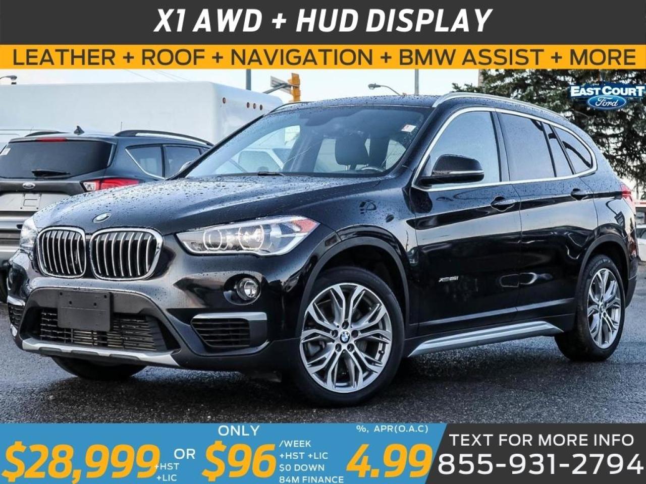 2018 BMW X1 28i AWD| NAV| ROOF| LEATHER| BMW ASSIST| HUD DISPLAY Photo0