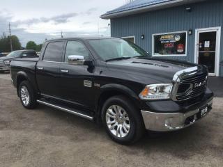 <p><span style=font-family: Times New Roman;> </span></p><p style=margin: 0in 0in 0pt;><span style=font-family: Calibri Light,sans-serif; font-size: 8pt;>2018 Ram 1500 Longhorn Crew Cab 4x4</span></p><p><span style=font-family: Times New Roman;> </span></p><p style=margin: 0in 0in 0pt;><span style=font-family: Calibri Light,sans-serif; font-size: 8pt;>Sunroof, 8.4-Inch Touchscreen, Navigation, Power-Adjustable Foot Pedals with Memory, Remote Start, 9-Speaker Alpine Audio System, Cattle Tan Leather Upholstery, Heated Steering Wheel, Heated/Ventilated Front Seats, ParkView Rear Back-Up Camera, ParkSense FT/RR Park Assist System, Apple CarPlay/ Google Android Auto, Heated Second Row Seats, Heated Steering Wheel, Bluetooth, SiriusXM® Satellite Radio, Rear Power Sliding Window, Wheel-To-Wheel Side Steps, Spray-In Bedliner, 20” Aluminum Wheels with Silver Longhorn Inserts, Trailer Tow, 5.7L HEMI V8 w/ FuelSaver MDS, Balance of Factory Warranty and ONLY 39,400 kms</span></p><p><span style=font-family: Times New Roman;> </span></p><p style=margin: 0in 0in 0pt;><span style=font-family: Calibri Light,sans-serif; font-size: 8pt;> </span></p><p><span style=font-family: Times New Roman;> </span></p><p style=margin: 0in 0in 0pt;><span style=font-family: Calibri Light,sans-serif; font-size: 8pt;>40,999 +tax or 310 Bi-Weekly | Payment includes tax & transfer, ZERO cash down. Bi-Weekly, Weekly & Monthly payments and NO Payments for 90-days available | Call Wendy 613-341-7800 for financing or text 613-802-1839 for more info or apply online at <a href=http://www.jacksonmotors.ca/><span style=color: #0563c1;>www.jacksonmotors.ca</span></a></span></p><p><span style=font-family: Times New Roman;> </span></p><p style=margin: 0in 0in 0pt;><span style=font-family: Calibri Light,sans-serif; font-size: 8pt;> </span></p><p><span style=font-family: Times New Roman;> </span></p>
